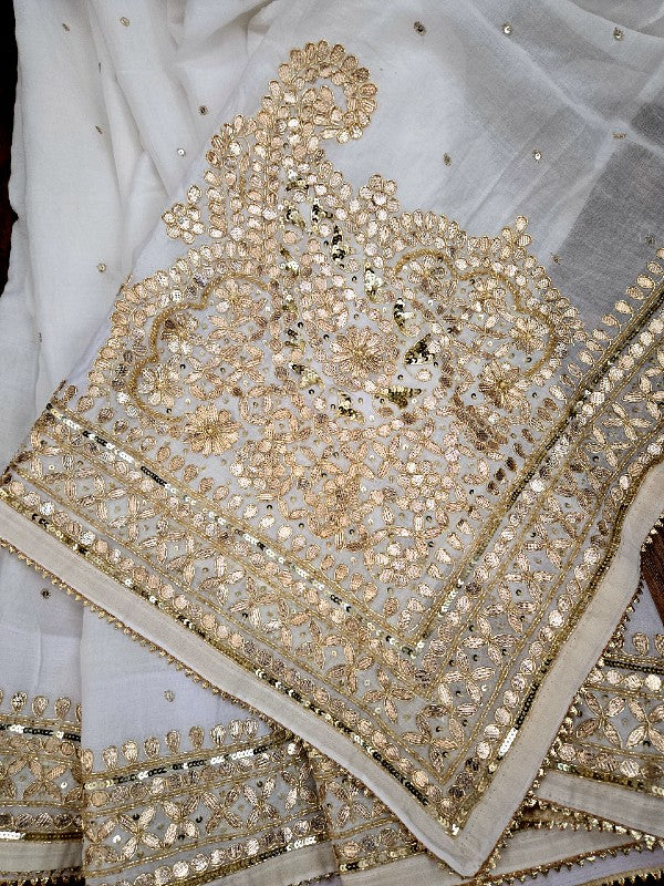 Pure Mul Cotton Zardozi Saree