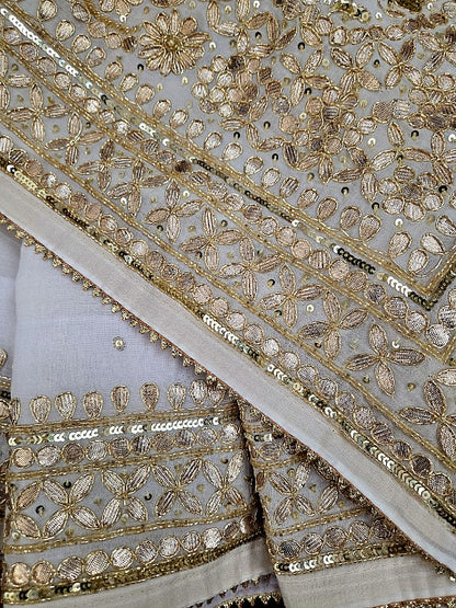 Pure Mul Cotton Zardozi Saree