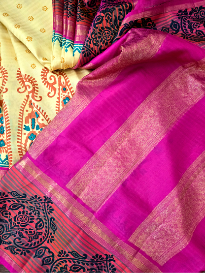 Block Print Kanjivaram Saree