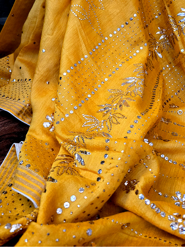 Silk Moonga Kamdani Saree