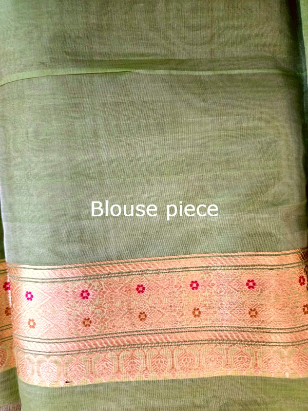 Mint Green Banarsi Organza Saree