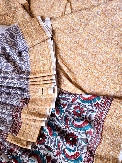 Block Print Khaddi Georgette Banarsi
