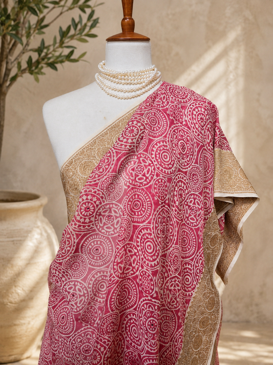 Block Print Khaddi Georgette Banarsi