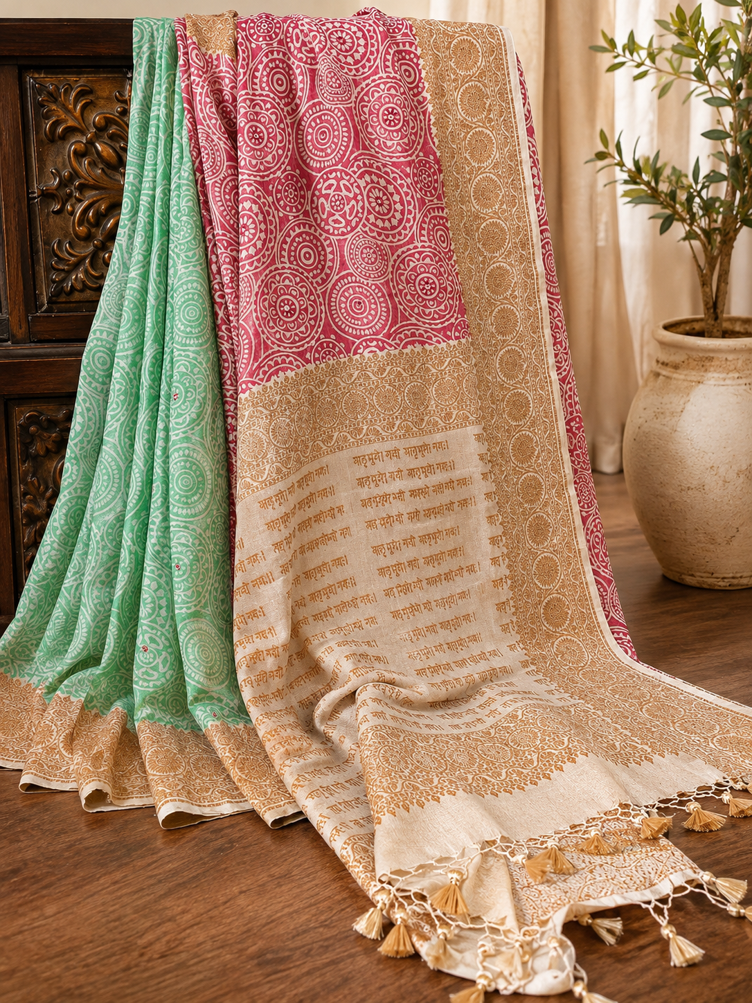 Block Print Khaddi Georgette Banarsi