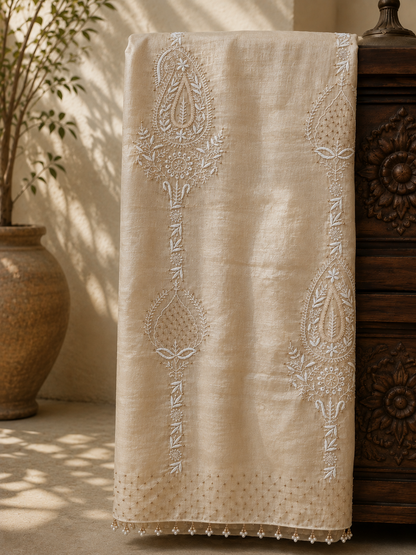 Pure Tussar Chikankari Saree