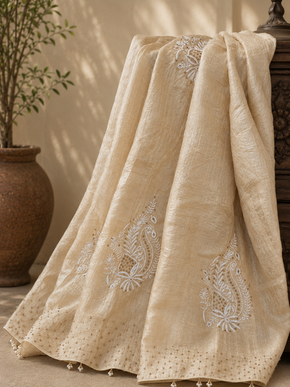Pure Tussar Chikankari Saree