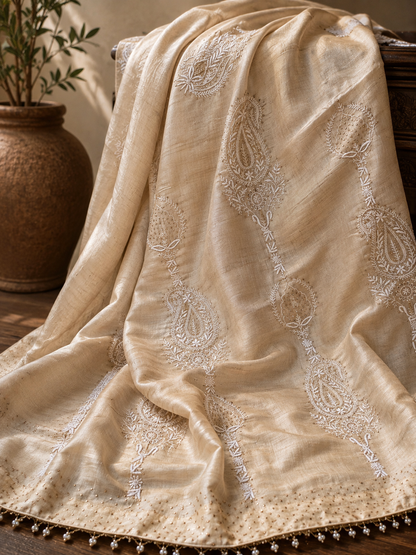 Pure Tussar Chikankari Saree