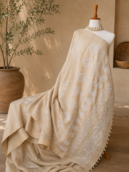 Pure Tussar Chikankari Saree
