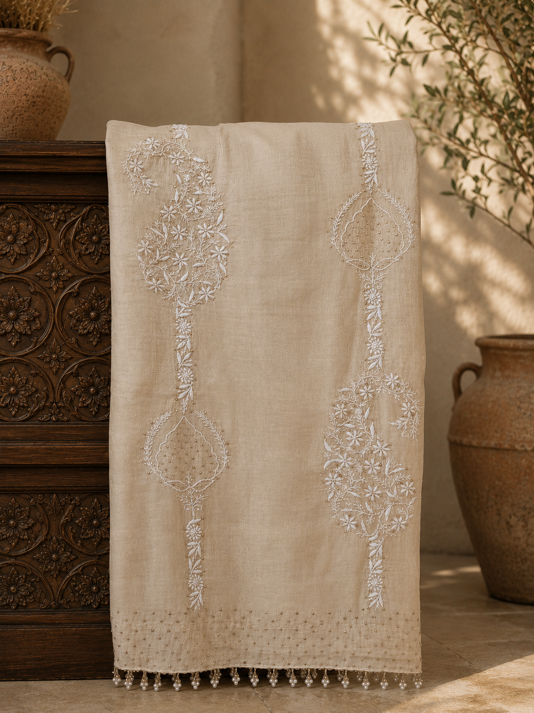 Pure Tussar Chikankari Saree