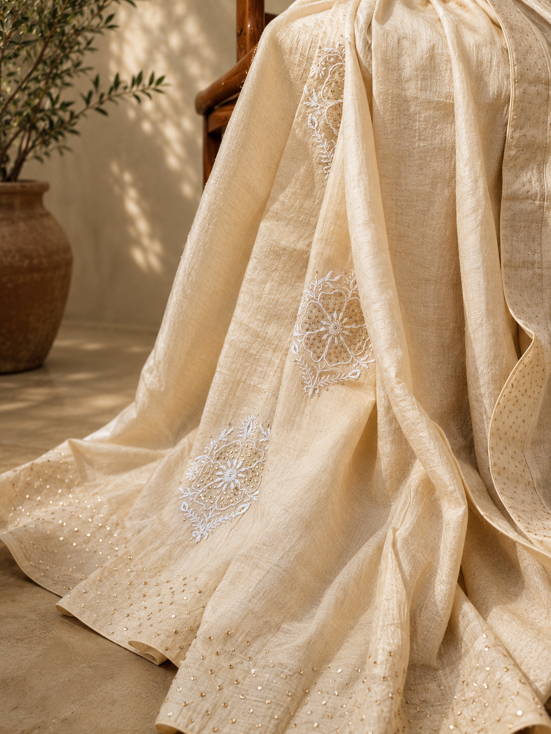 Pure Tussar Chikankari Saree