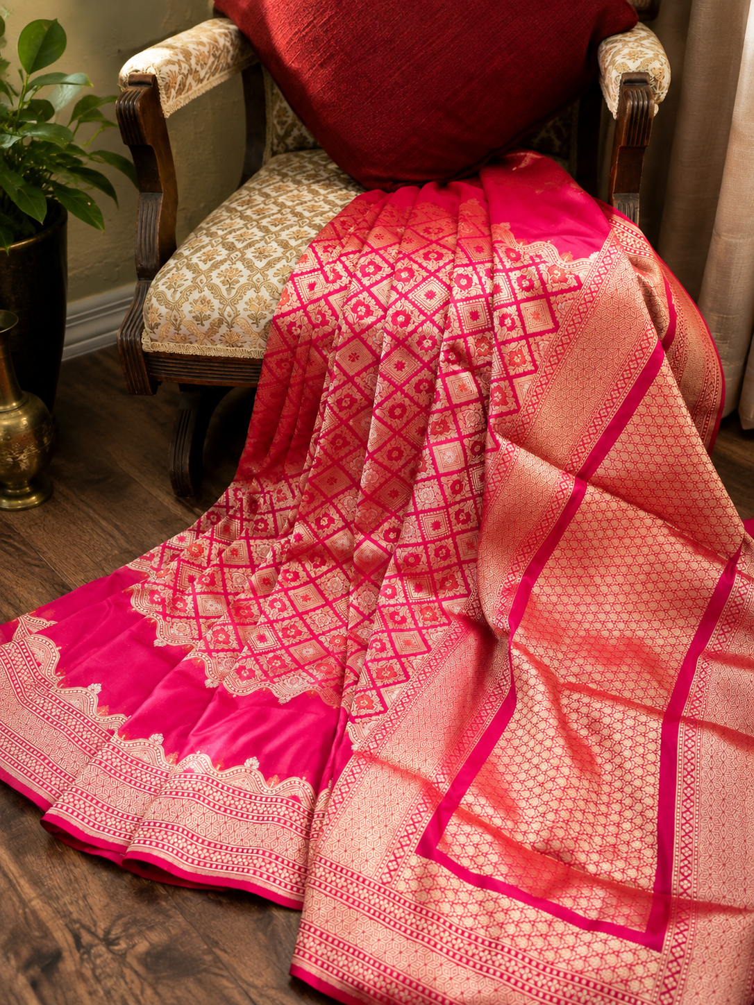 Sweet Pink Gorgeous Katan Silk Banarsi Saree