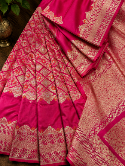 Sweet Pink Gorgeous Katan Silk Banarsi Saree