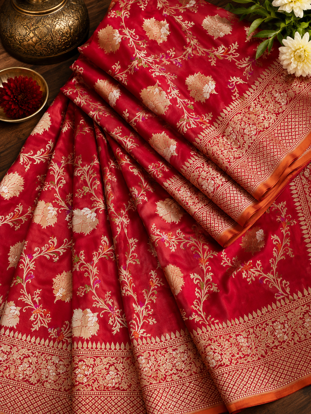Khadua Jaal Ektara Katan Silk Meena Banarsi saree