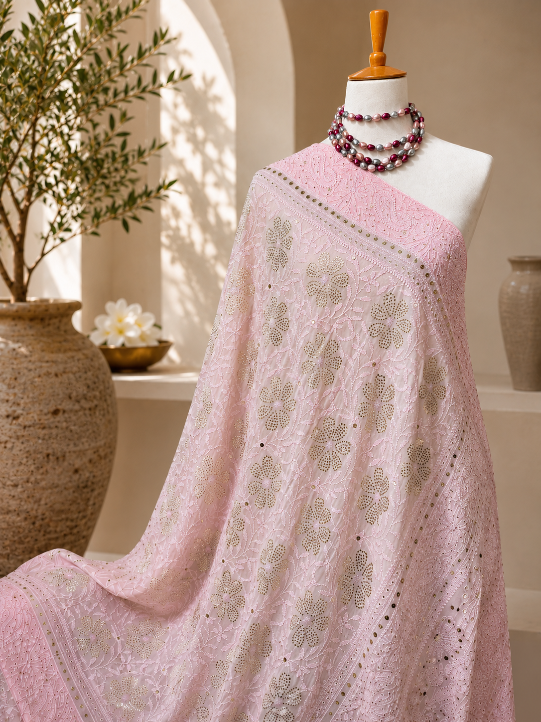 Pure Georgette Kamdani Chikankari Saree