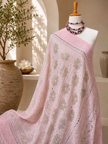 Pure Georgette Kamdani Chikankari Saree