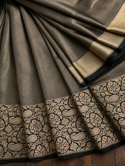 Black Gold Katan Silk Banarsi Saree