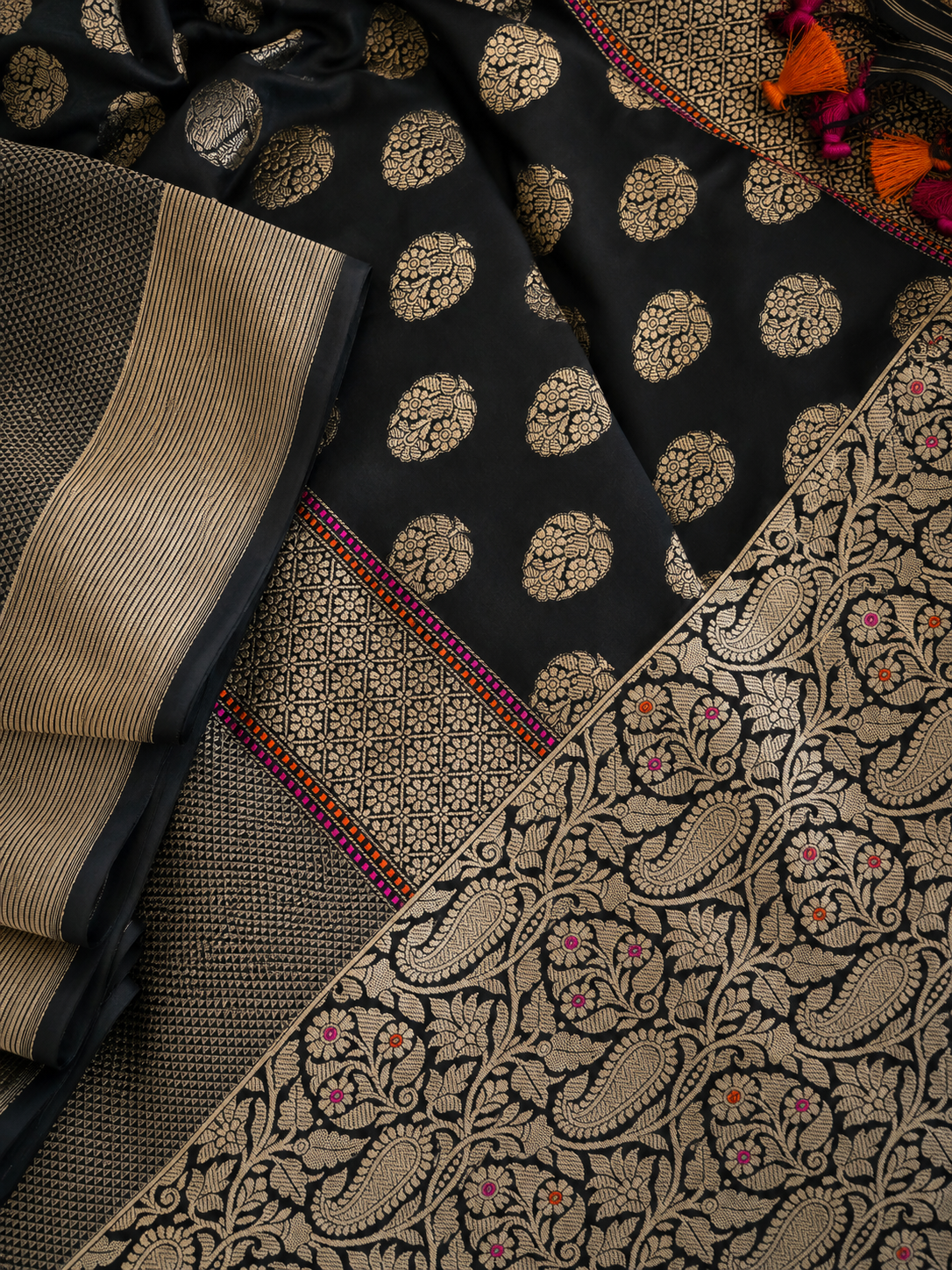 Black Gold Katan Silk Banarsi Saree