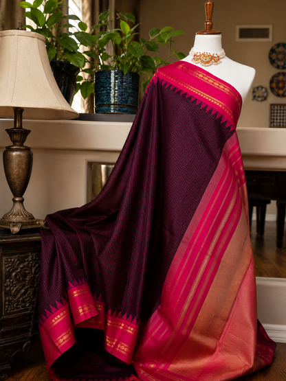 Black Silk Gadwal Saree