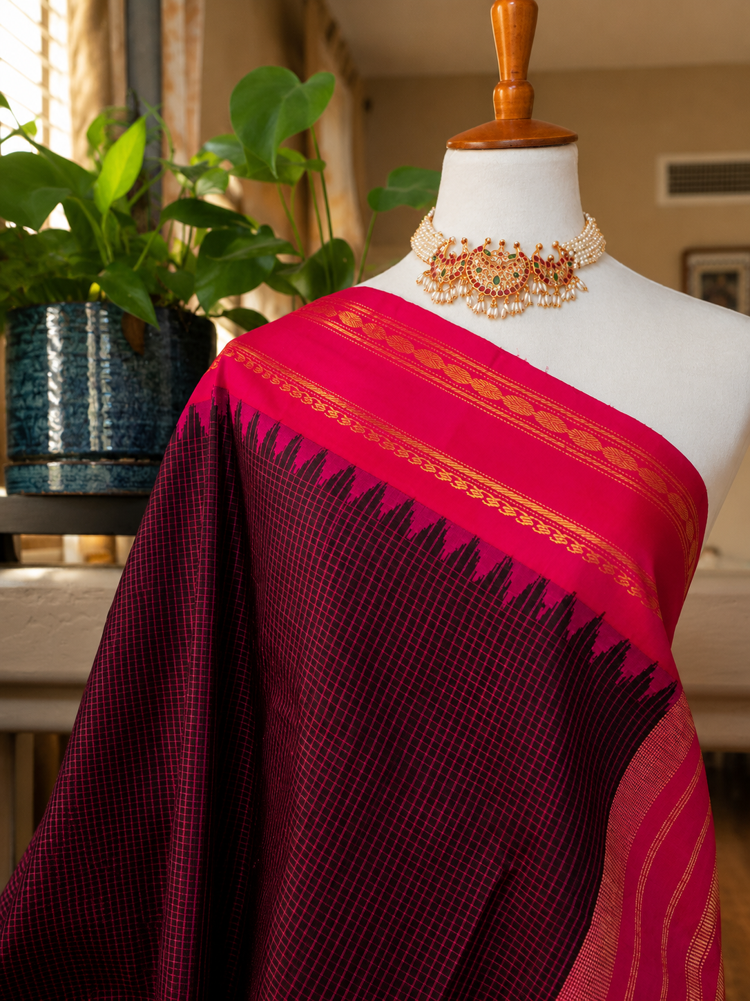 Black Silk Gadwal Saree