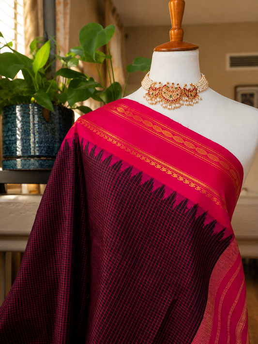 Black Silk Gadwal Saree