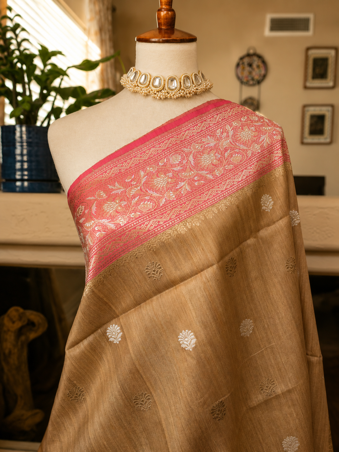 Tussar Silk Khadiyal Banarsi