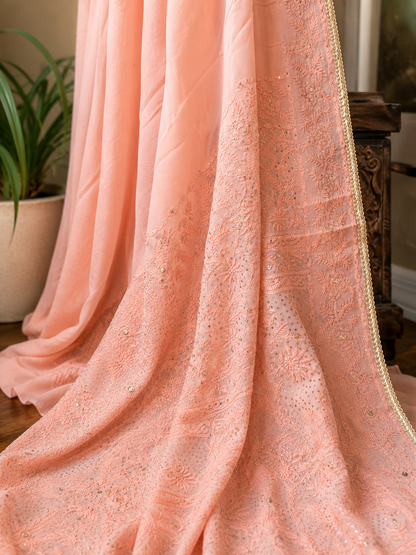Pure Georgette Chikankari Saree