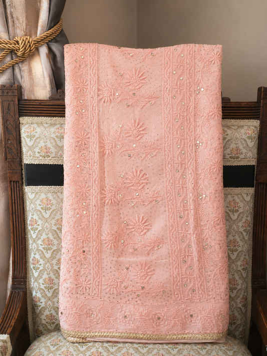 Pure Georgette Chikankari Saree