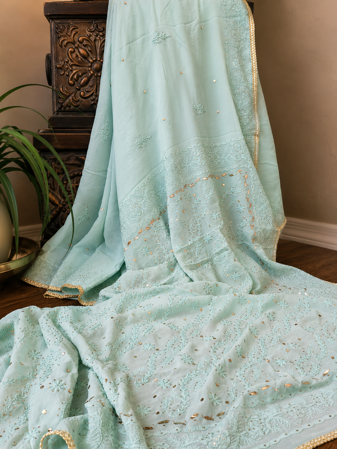 Pure Georgette Chikankari Saree