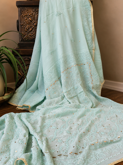 Pure Georgette Chikankari Saree