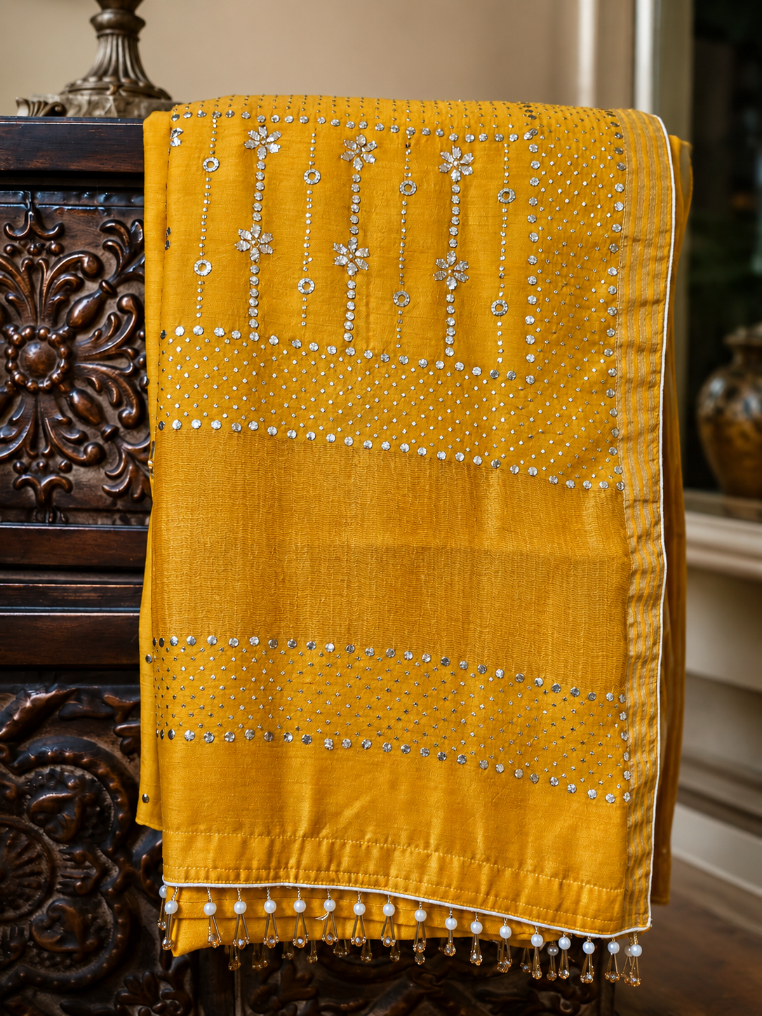 Silk Moonga Kamdani Saree
