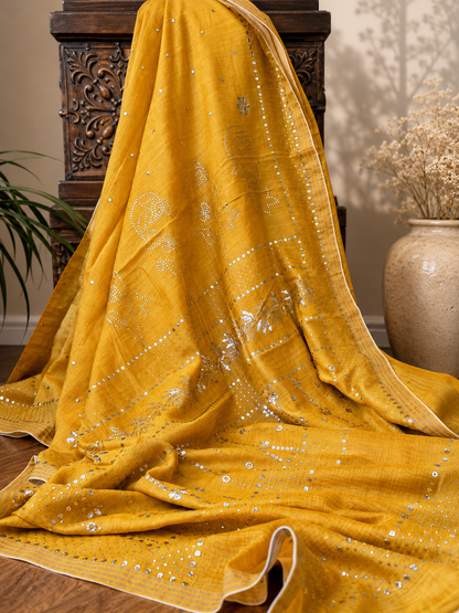 Silk Moonga Kamdani Saree