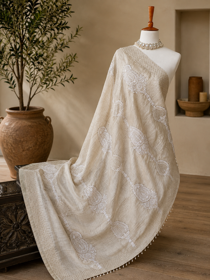 Pure Tussar Chikankari Saree