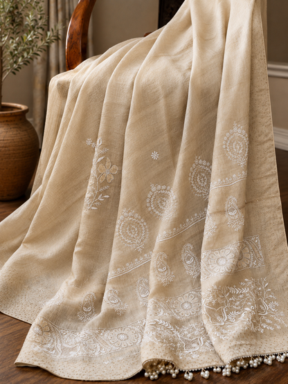 Pure Tussar Chikankari Saree