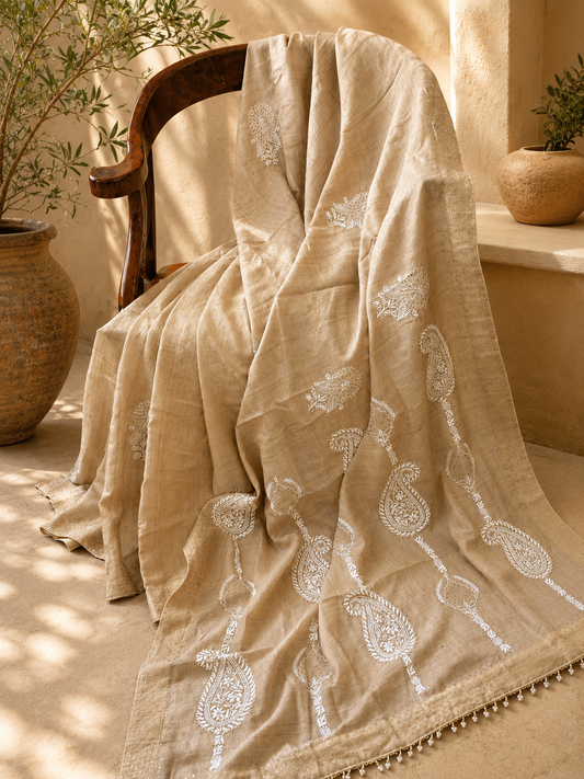 Pure Tussar Chikankari Saree
