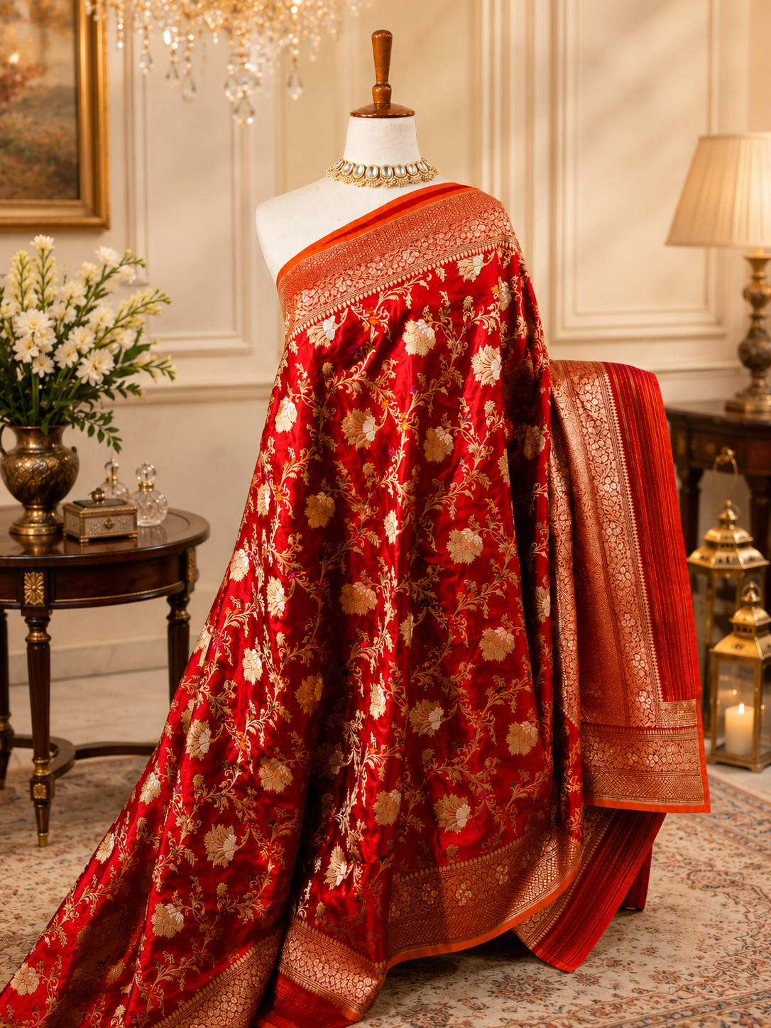 Khadua Jaal Ektara Katan Silk Meena Banarsi saree