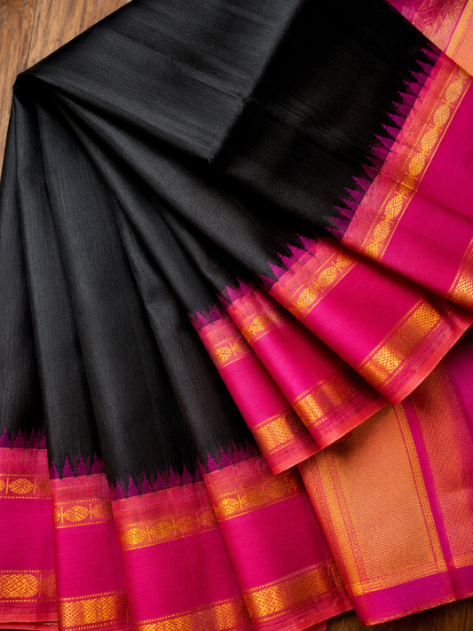 Black Silk Gadwal Saree