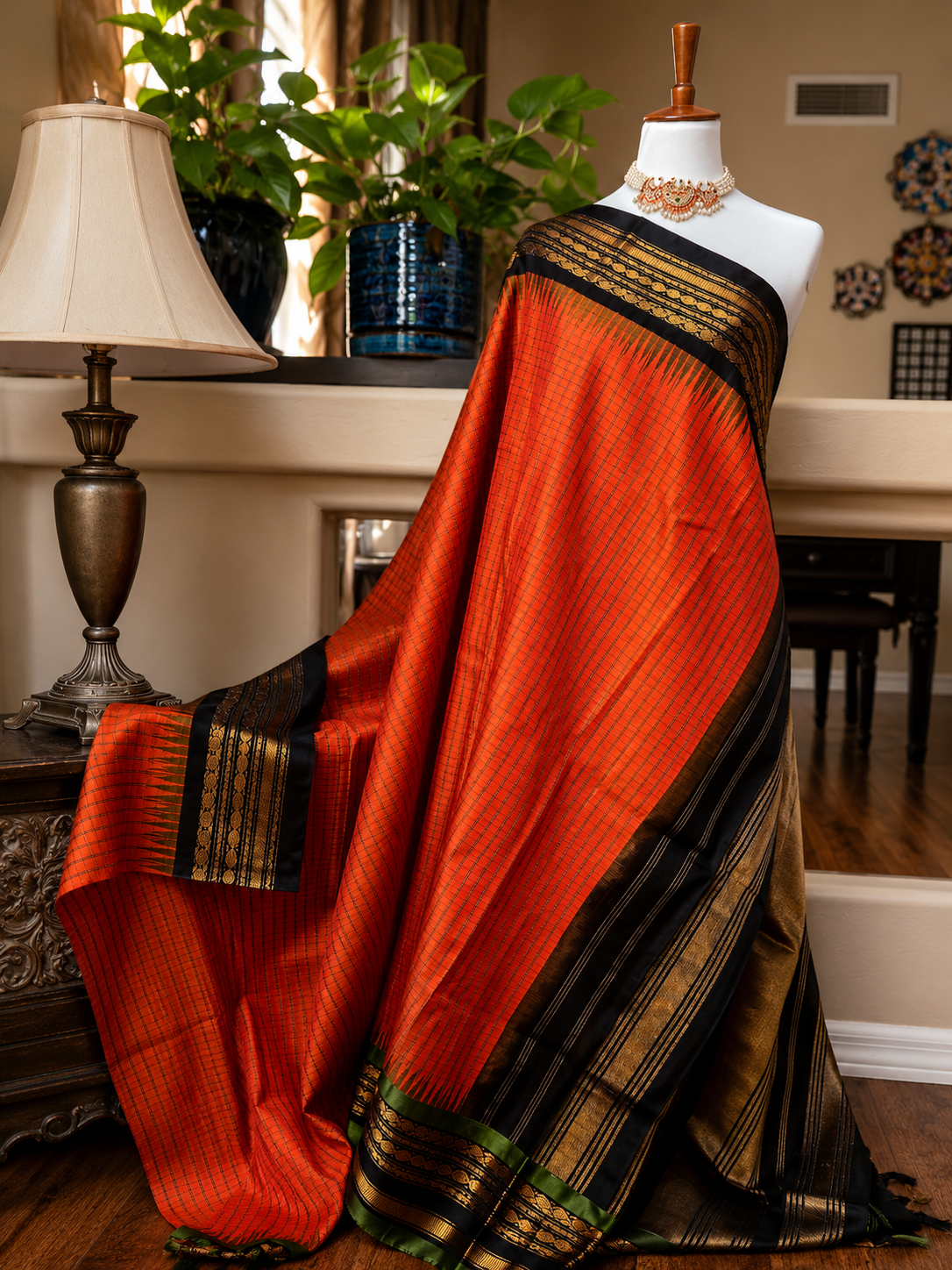 Orange Silk Gadwal Saree