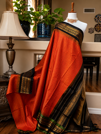 Orange Silk Gadwal Saree