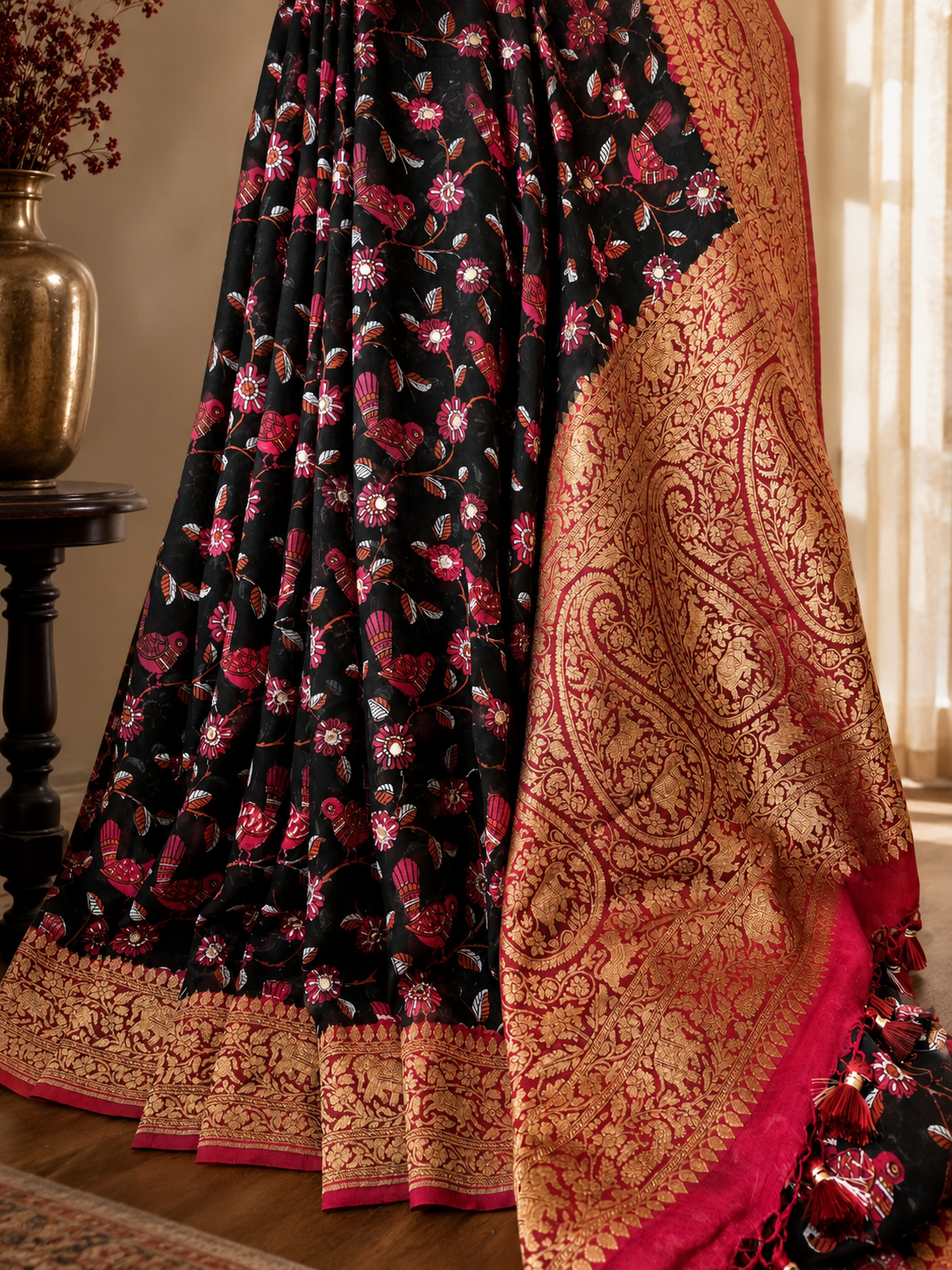 Block Print Khaddi Georgette Banarsi