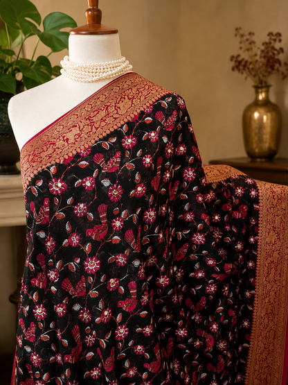 Block Print Khaddi Georgette Banarsi
