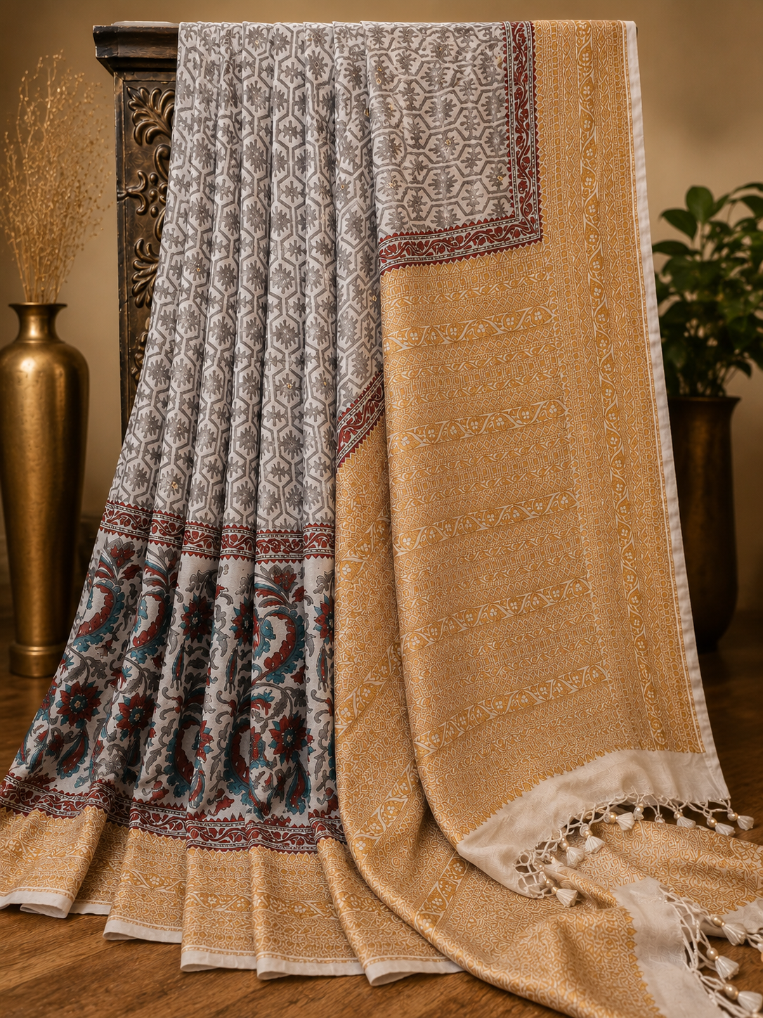 Block Print Khaddi Georgette Banarsi
