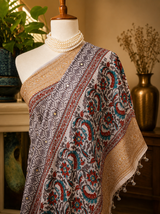 Block Print Khaddi Georgette Banarsi