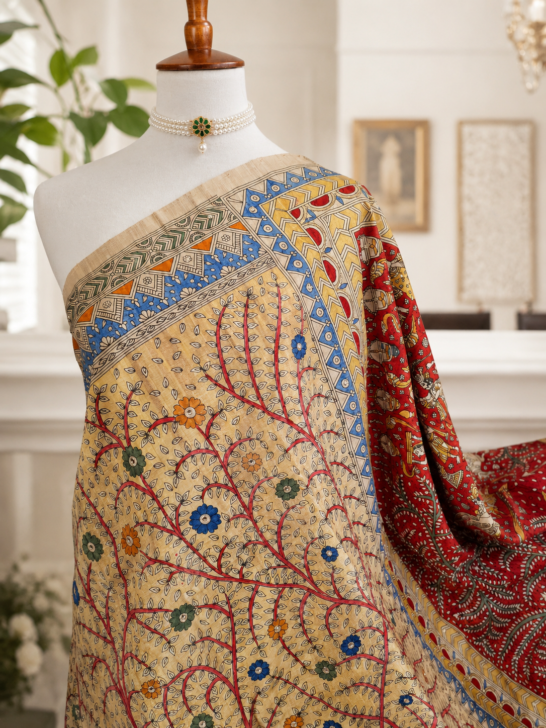 Tussar Matani Pachedi Kalamkari Saree