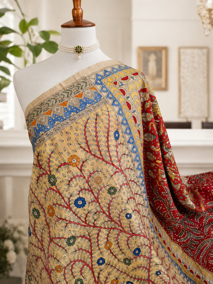 Tussar Matani Pachedi Kalamkari Saree