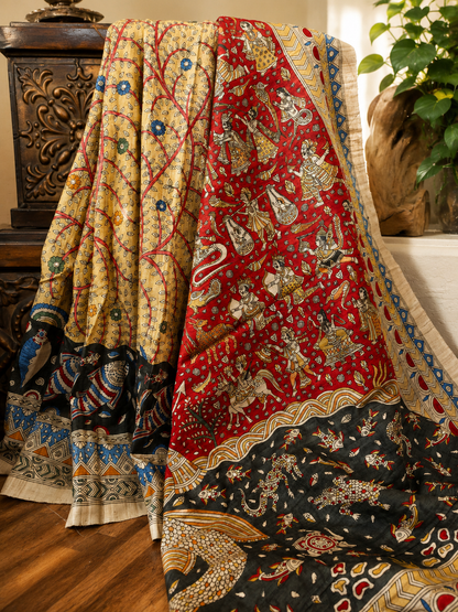 Tussar Matani Pachedi Kalamkari Saree
