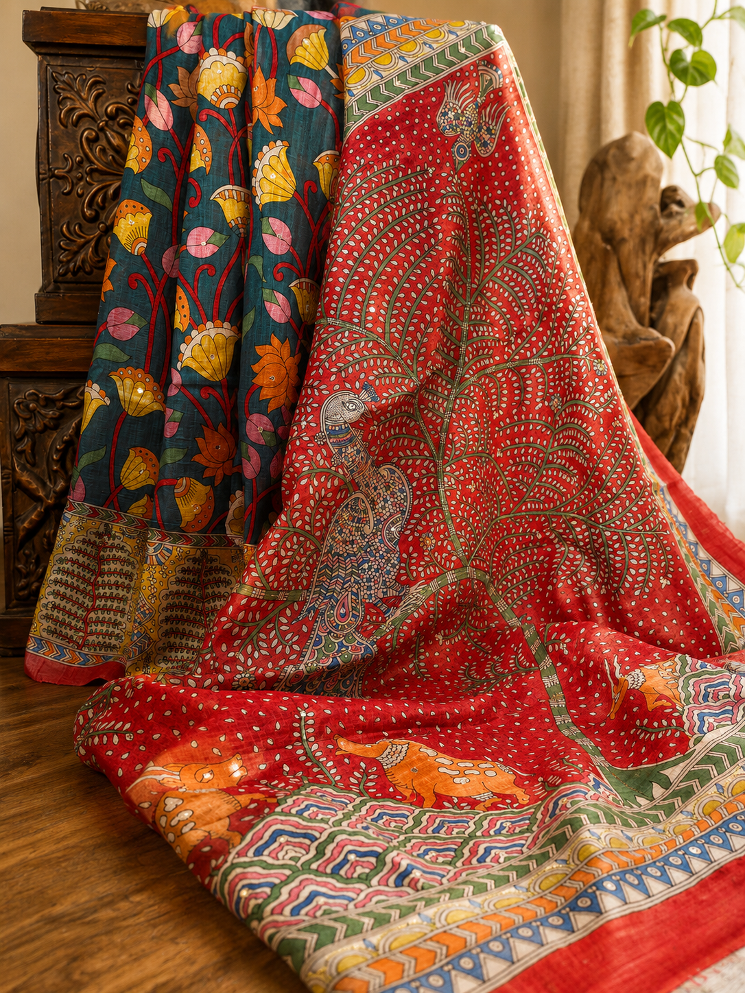 Tussar Matani Pachedi Kalamkari Saree