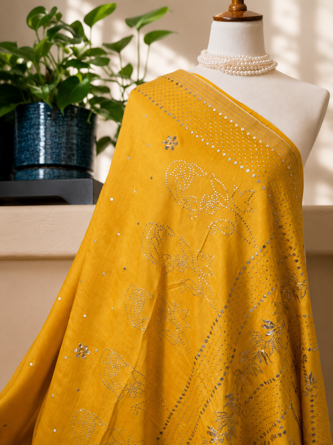 Silk Moonga Kamdani Saree