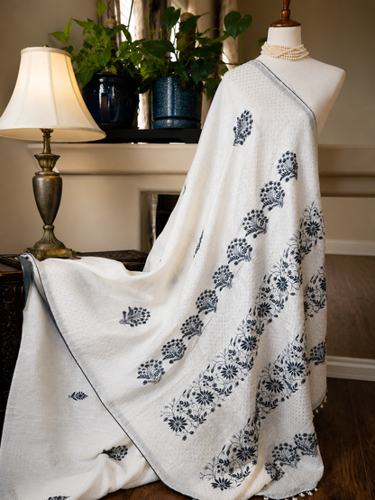 Silk Linen Chikankari Saree