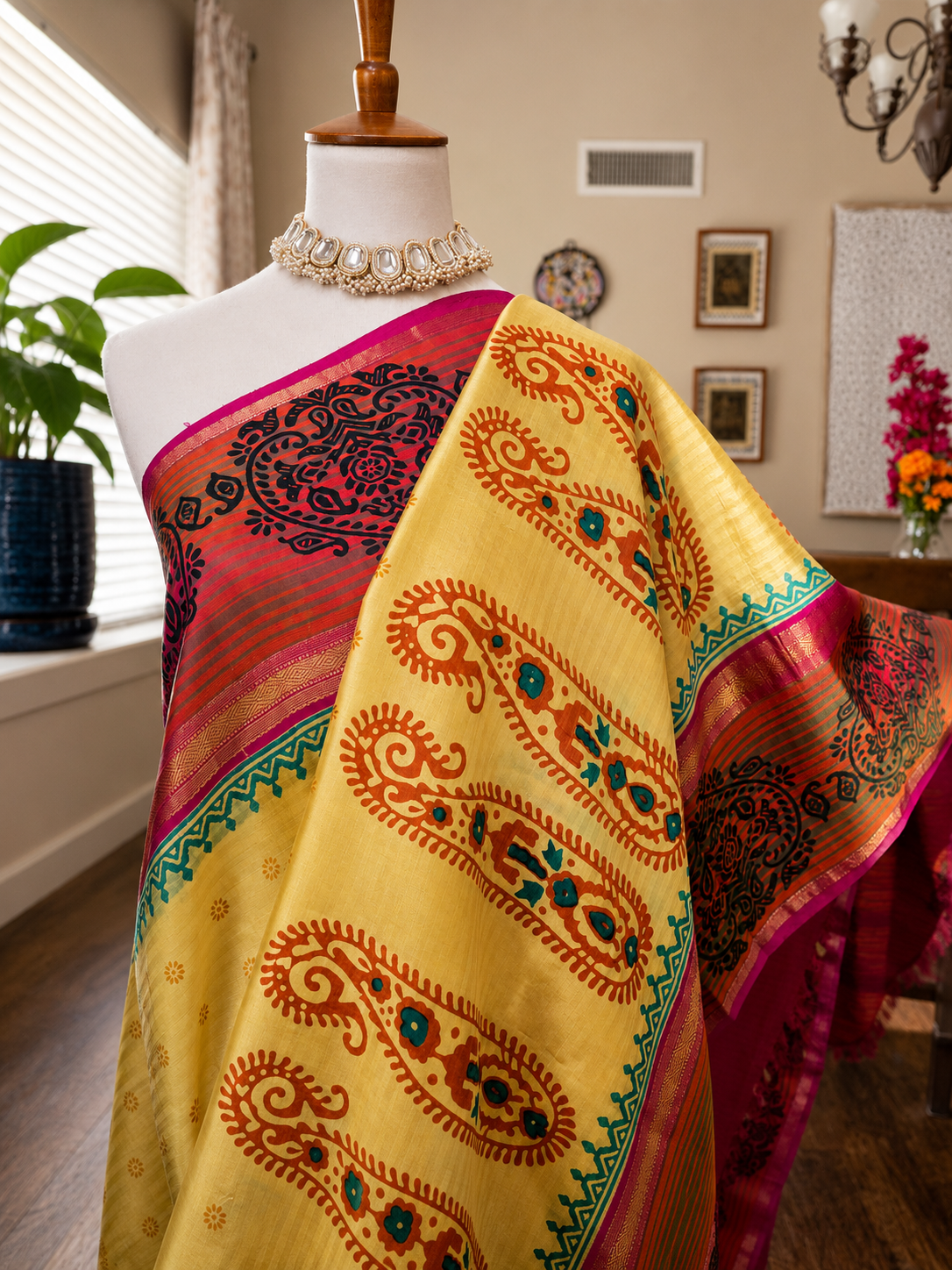 Block Print Kanjivaram Saree