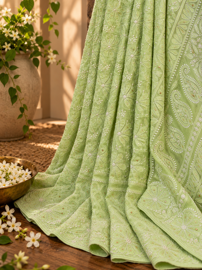 Pure Georgette Chikankari Saree
